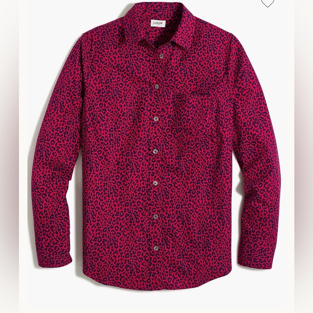 J Crew Button Stretch Cotton Poplin Shirt Signature Fit Size Medium New Animal